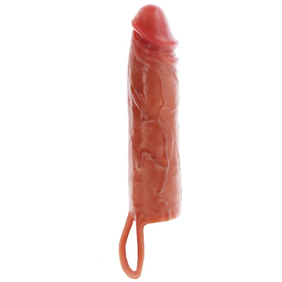img_218314_880f68aa72f9cfc2211dce194c794919_1.jpg GET REAL - HYDRATED SKIN GUAINA PER PENE IN SILICONE CARAMELLO 20 CM - immagine 1