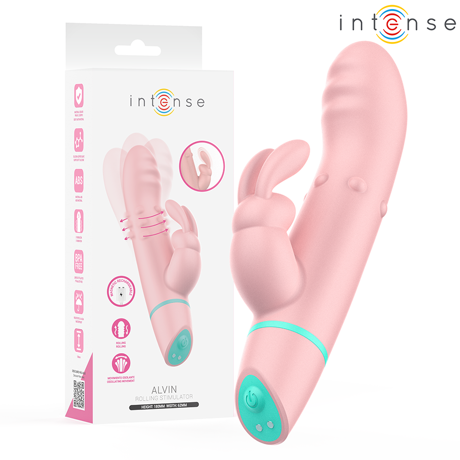 img_218654_5b7cabc0dc47515a6120944570559c8a_1.png INTENSE - STIMOLATORE E VIBRATORE ROTANTE ALVIN RABBIT + OSCILLANTE - immagine 1