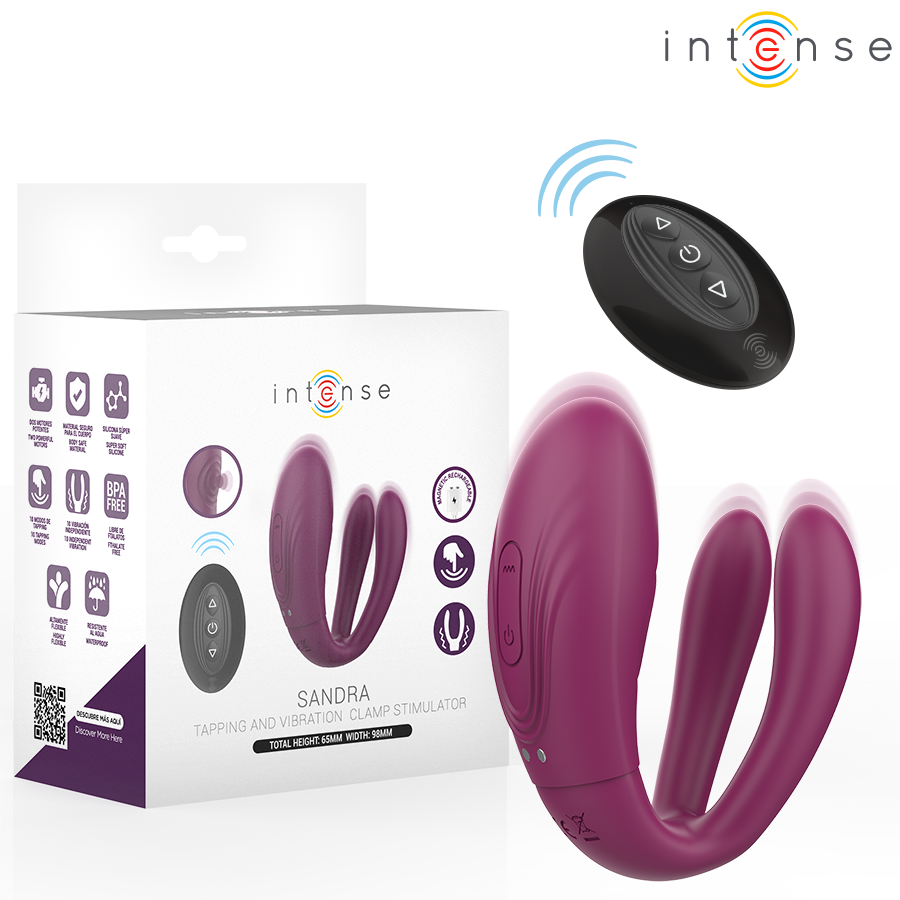 img_218825_dfacf573451f35fe39e8833416edacb5_1.png INTENSE - STIMOLATORE A MORSETTO CON VIBRAZIONE E TAPPING SANDRA CON TELECOMANDO - immagine 1