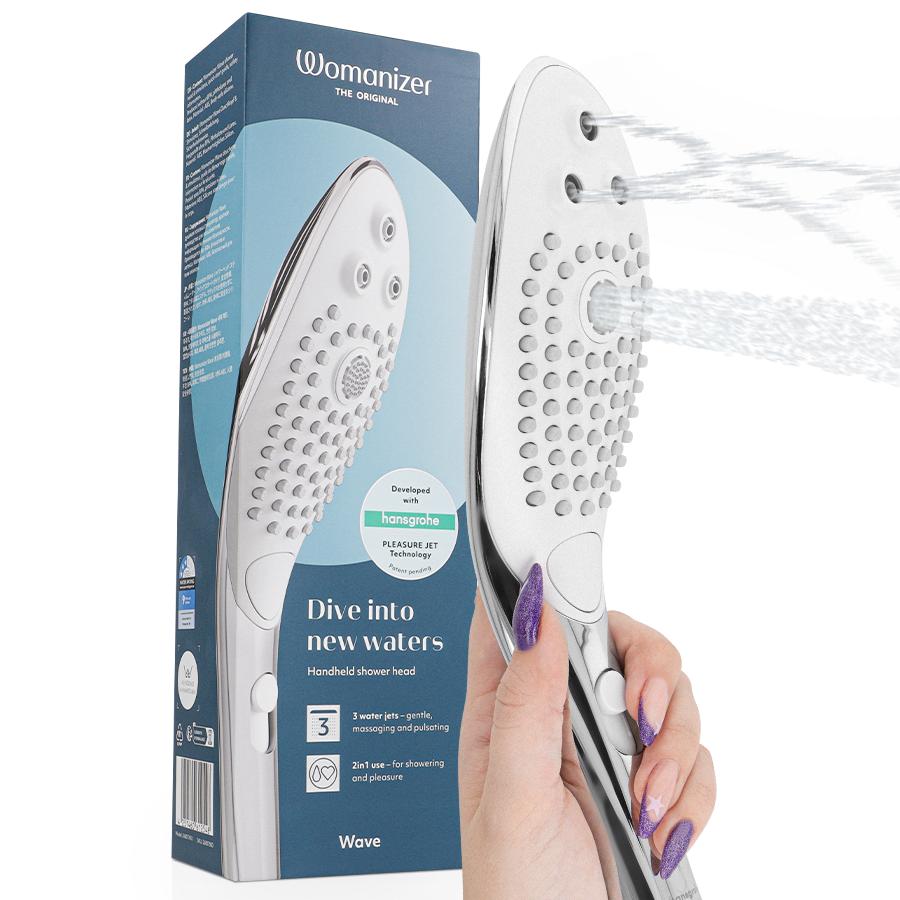 img_220913_aaf77cfafc20814fbd80d1980b026b9c_1.png WOMANIZER - SOFFIONE DOCCIA STIMOLANTE CLITORIDEO WAVE CROMATO - immagine 1
